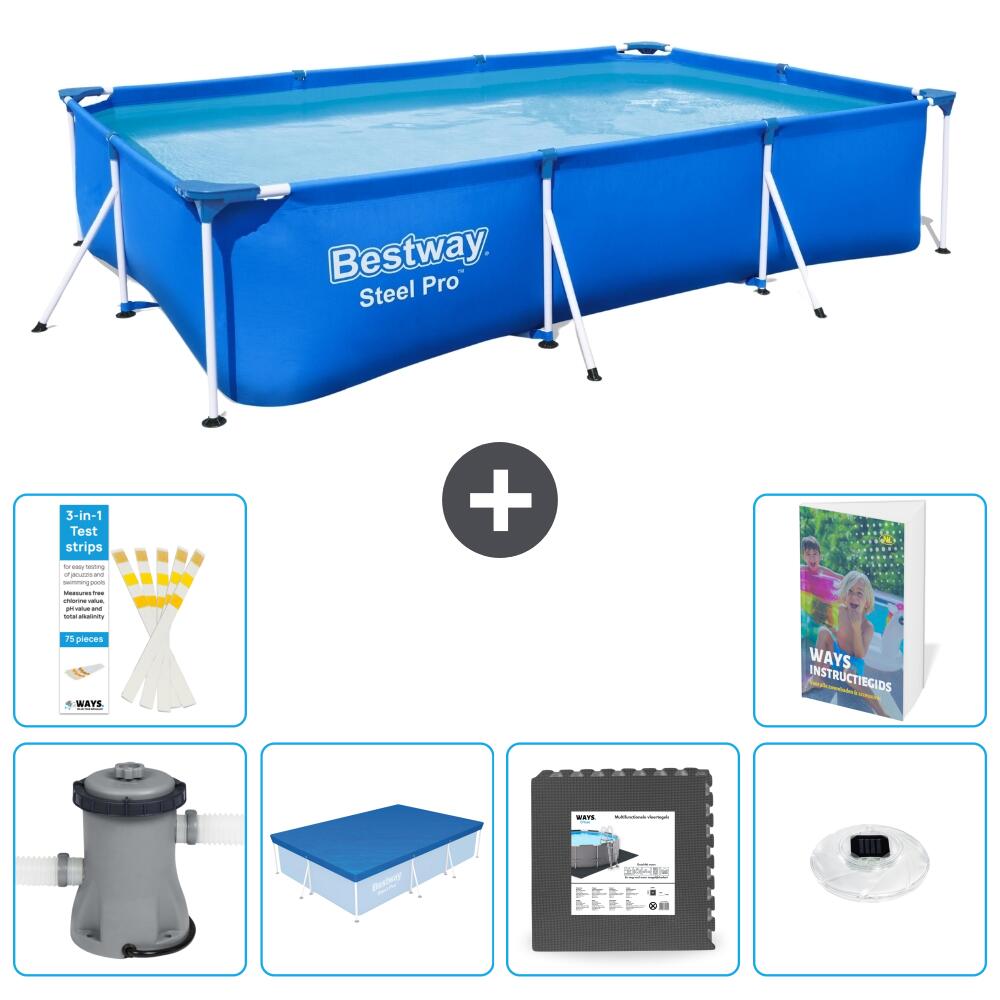 BESTWAY Basen Steel Pro Prostokątny - 300x201x66 cm - 7-częściowy S312