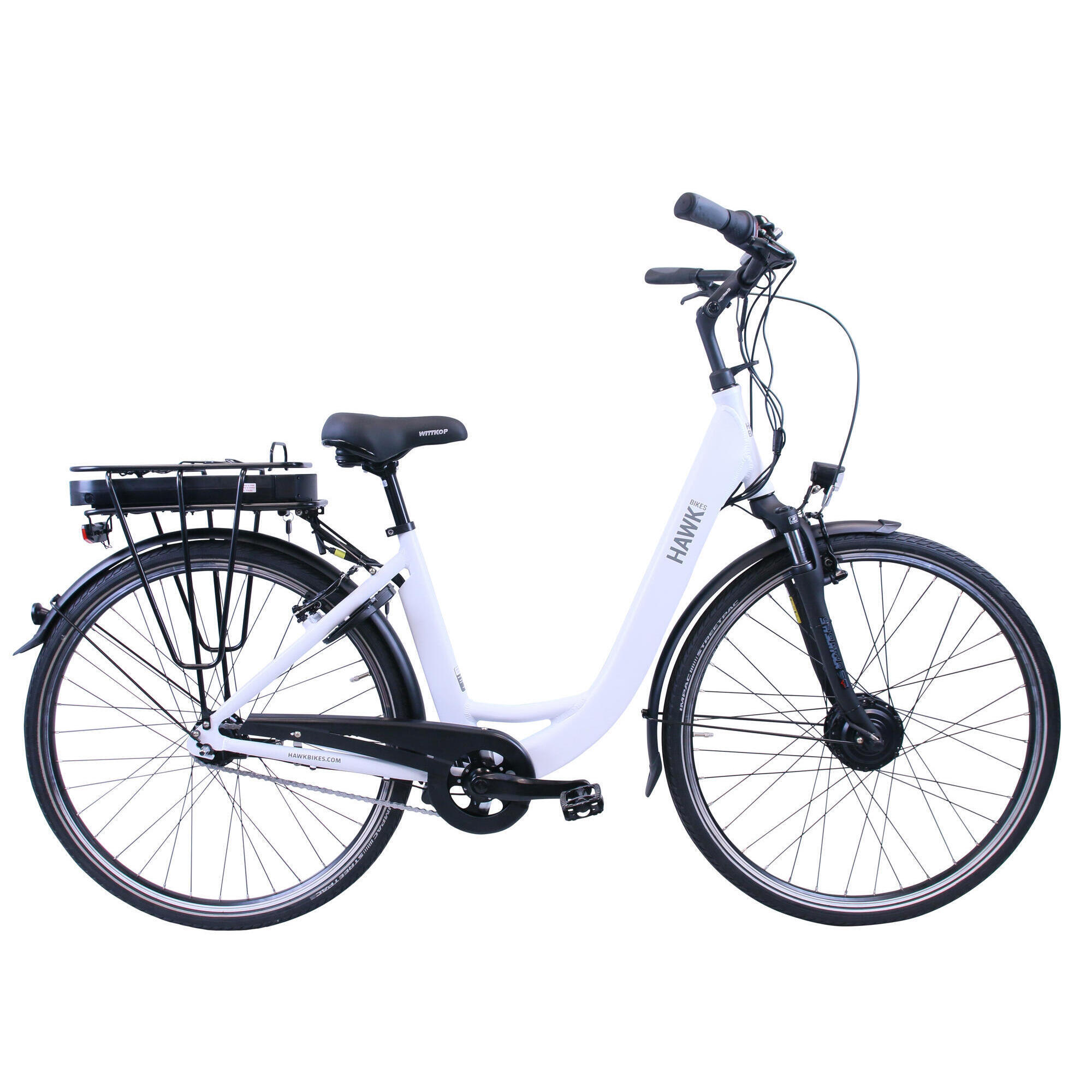 Rower Elektryczny 28 HAWK E-City Wave 46 cm Piano White