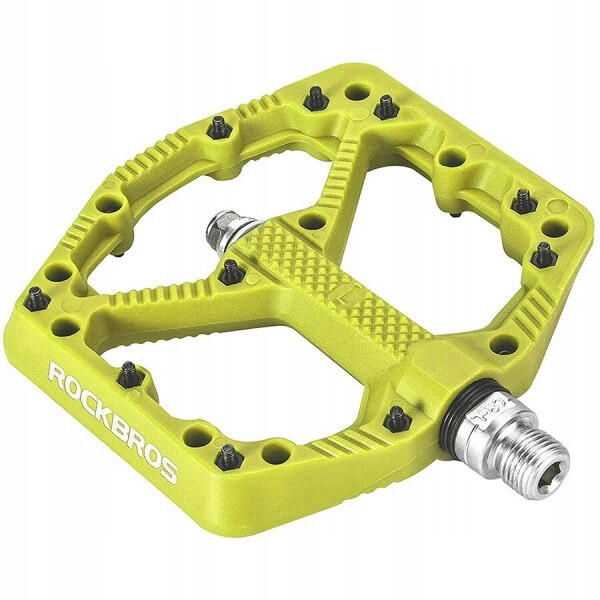 Pedały rowerowe nylonowe z pinami żółte fluo Rockbros 2021-12AGN