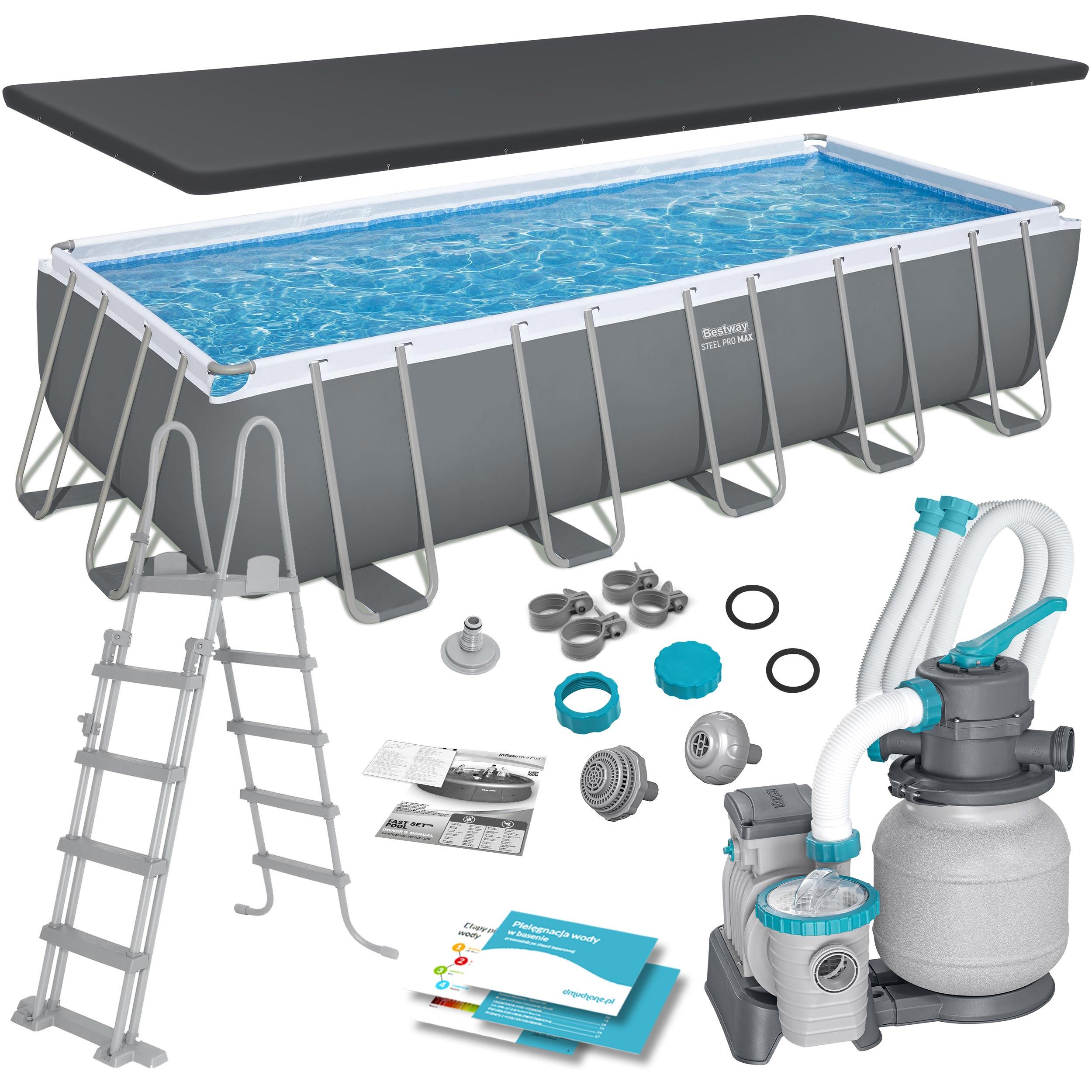 Basen stelażowy ogrodowy Bestway prostokątny rodzinny 640x274x132 cm zestaw11w1