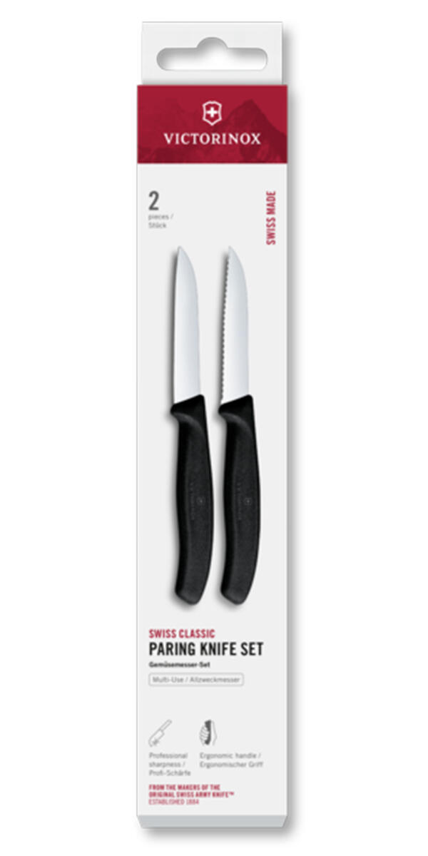 Zestaw 2 noży gładki i ząbkowany 8cm Swiss Classic
