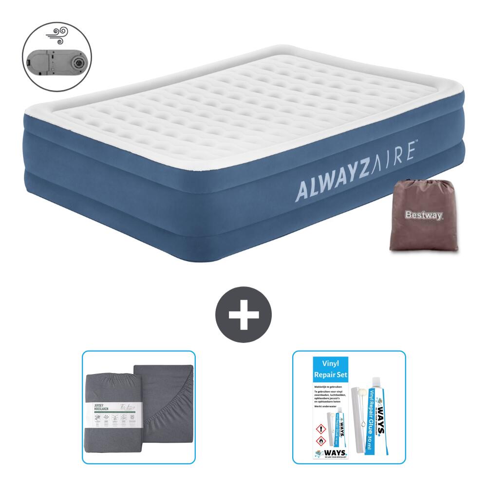 Materac dmuchany Bestway Alwayszair - 2P - 203x152x46 cm + Akcesoria CB20