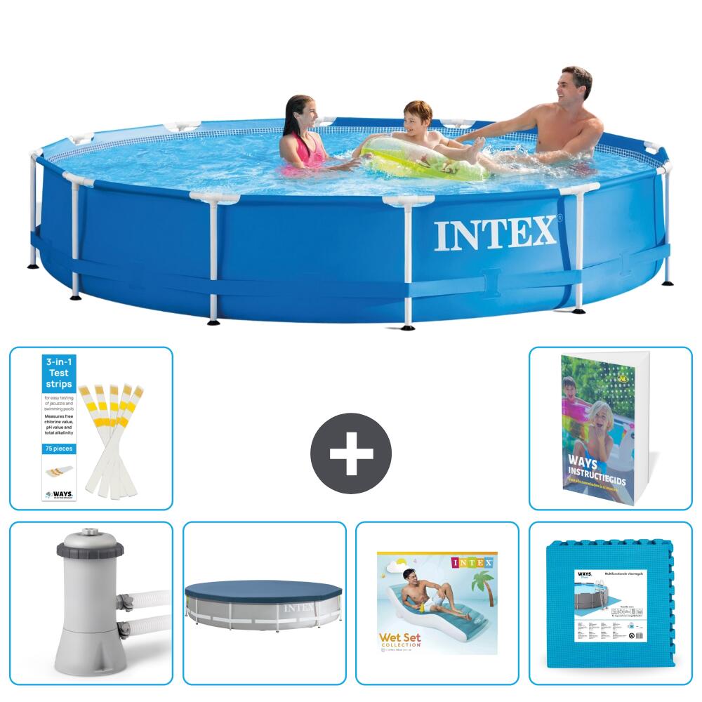 INTEX Basen ze stelażem Okrągły - 366x76 cm - 7-częściowy S303