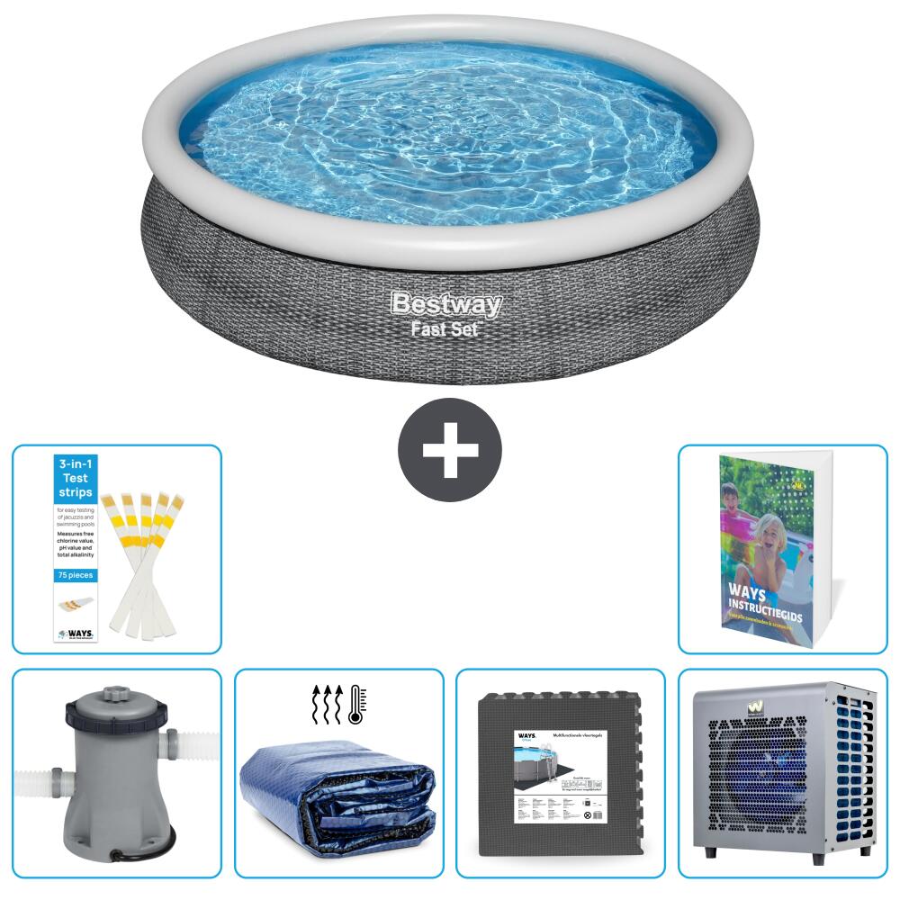 BESTWAY Basen Fast Set Okrągły - 366x76 cm - 7-częściowy S190