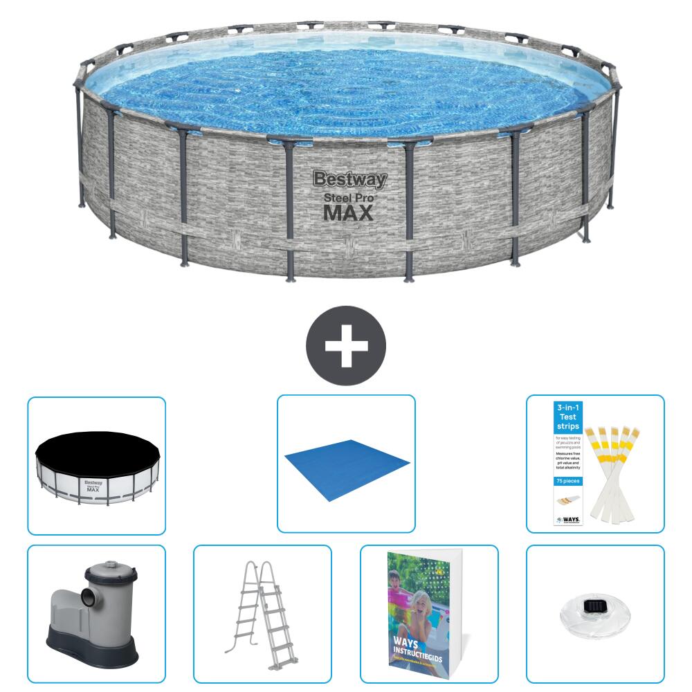 BESTWAY Basen Steel Pro MAX Okrągły - 549x122 cm - 8-częściowy S596