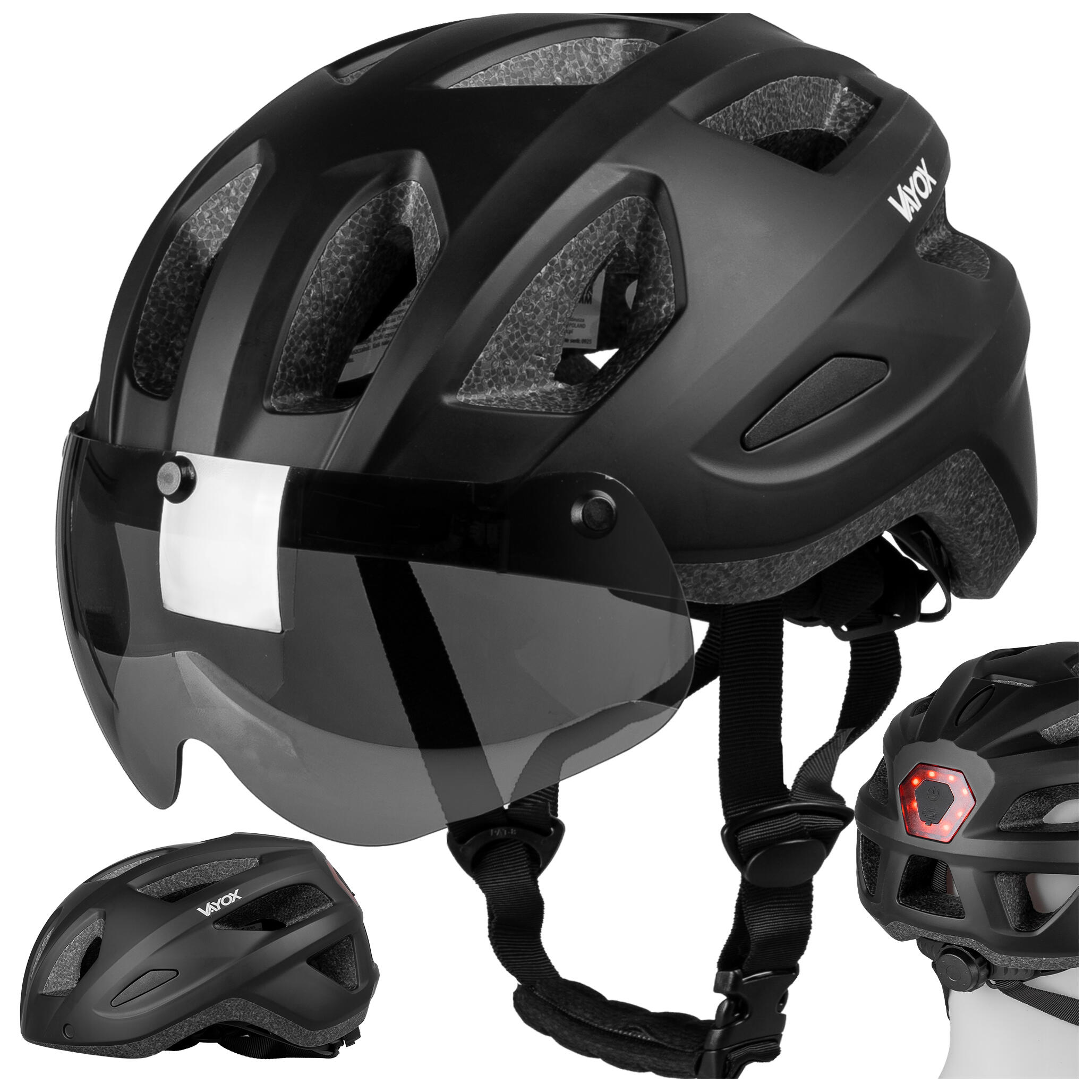 Kask rowerowy Vayox Active VA0424 z szybką i lampką LED