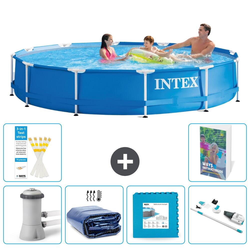 INTEX Basen ze stelażem Okrągły - 366x76 cm - 7-częściowy S319