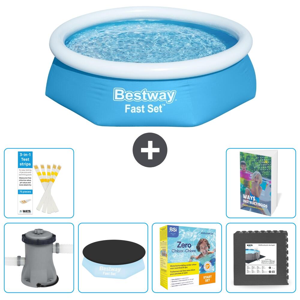 BESTWAY Basen Fast Set Okrągły - 244x61 cm - 7-częściowy S259