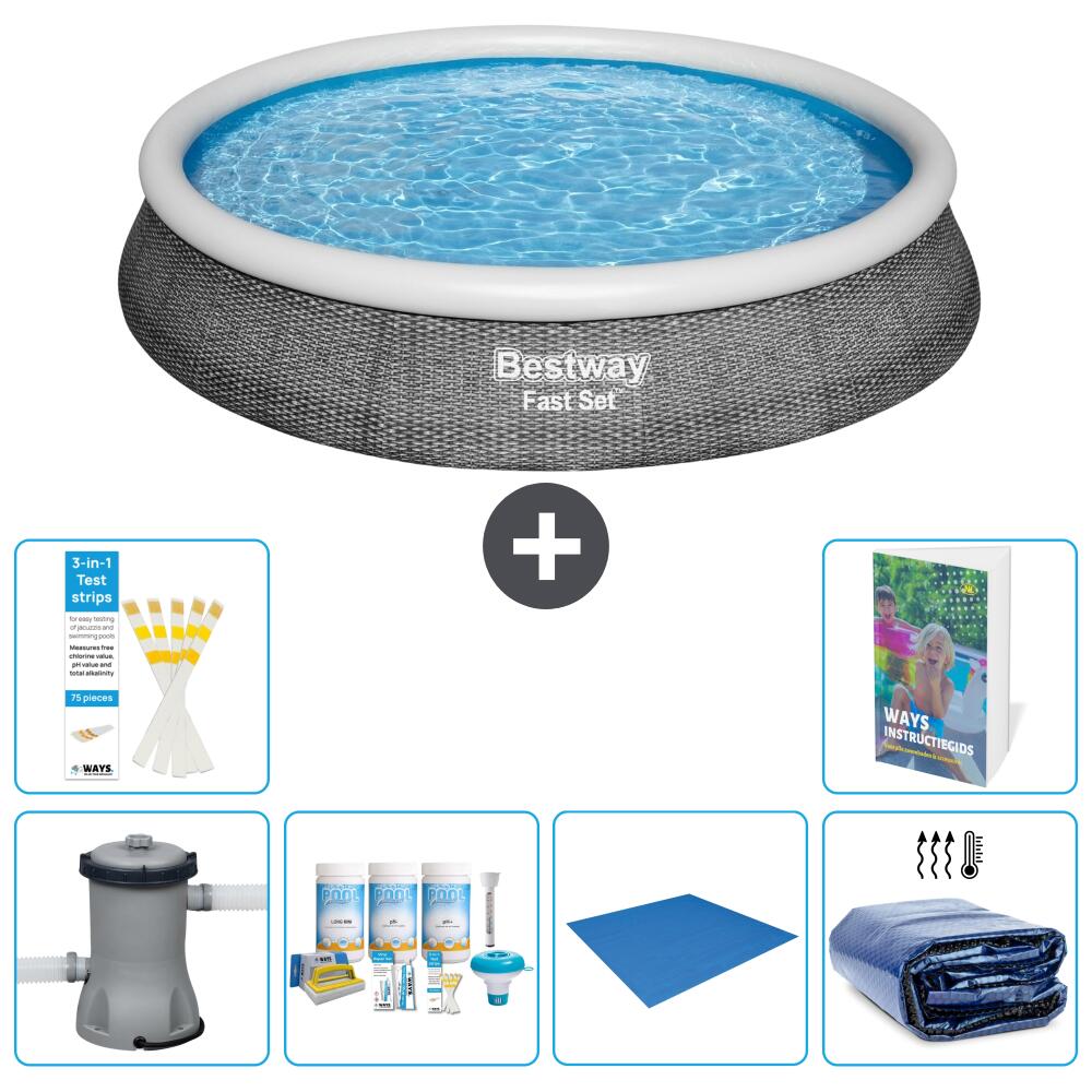 BESTWAY Basen Fast Set Okrągły - 396x84 cm - 7-częściowy S289