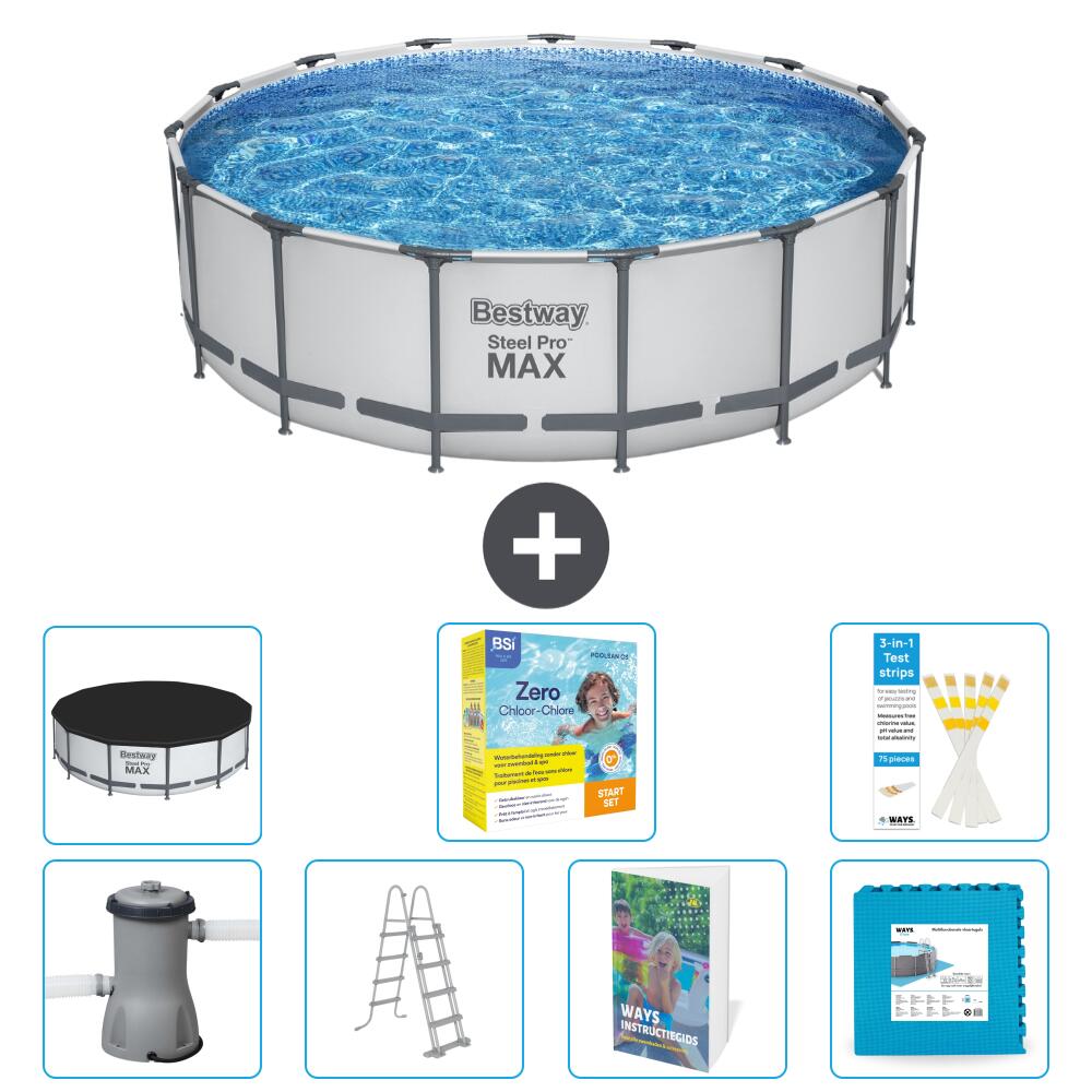 BESTWAY Basen Steel Pro MAX Okrągły - 488x122 cm - 8-częściowy S566