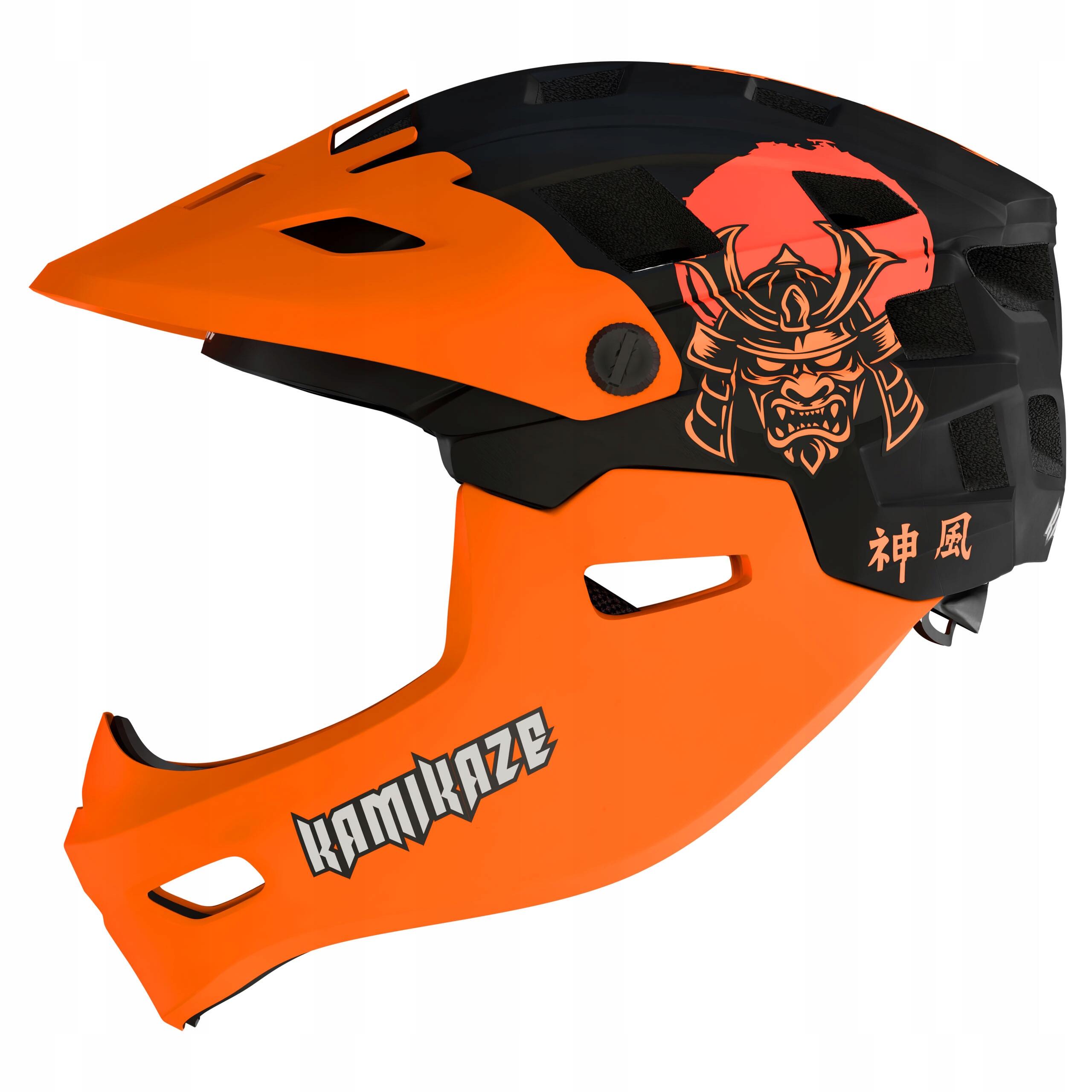 Kask szczękowy Kamikaze full face - Ronin Helmet Orange odpinana szczęka M