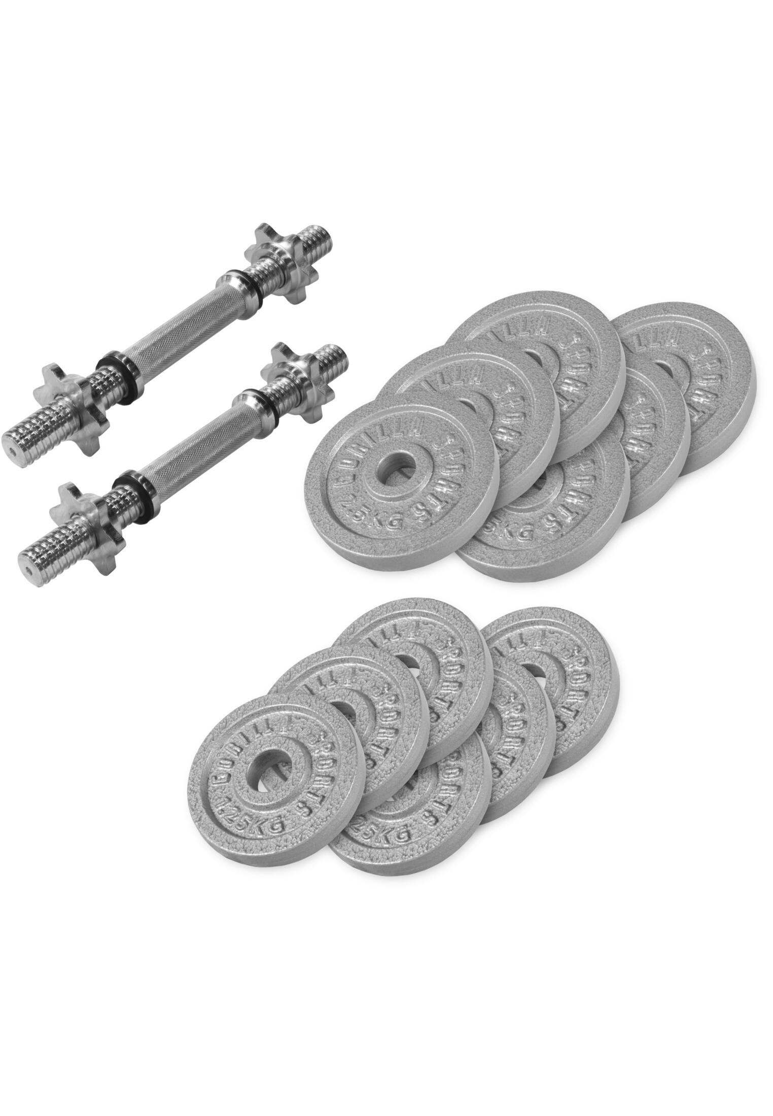 Zestaw 27,5 kg 31mm hantli żeliwnych z zaciskami gwiazdkowymi