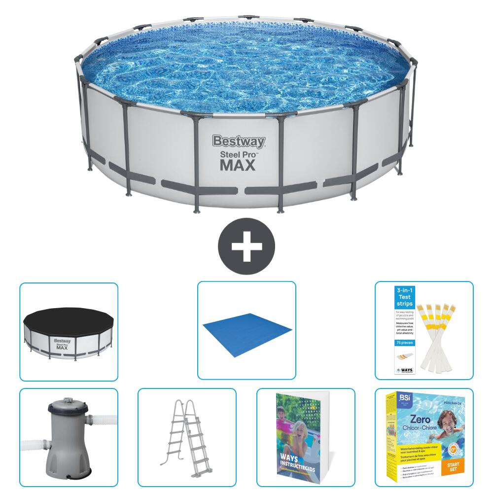 BESTWAY Basen Steel Pro MAX Okrągły - 488x122 cm - 8-częściowy S546