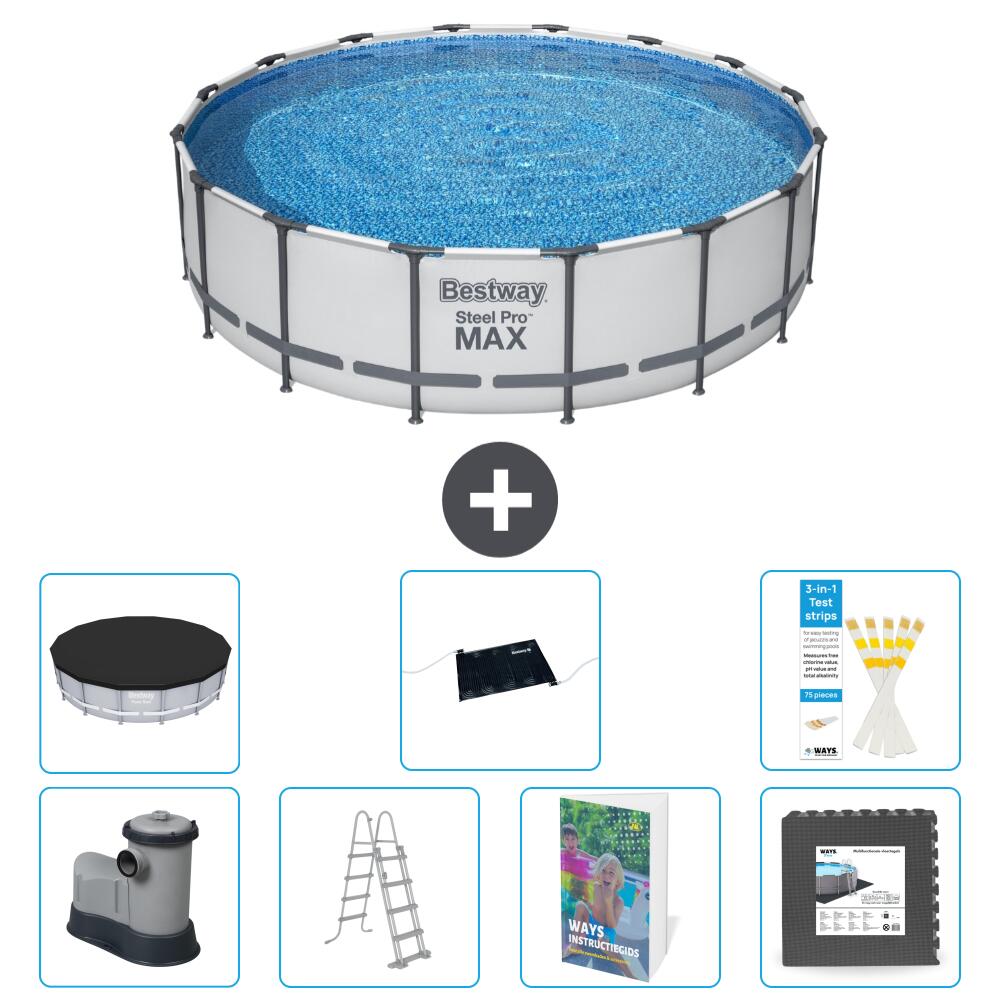 BESTWAY Basen Steel Pro MAX Okrągły - 488x122 cm - 8-częściowy S543