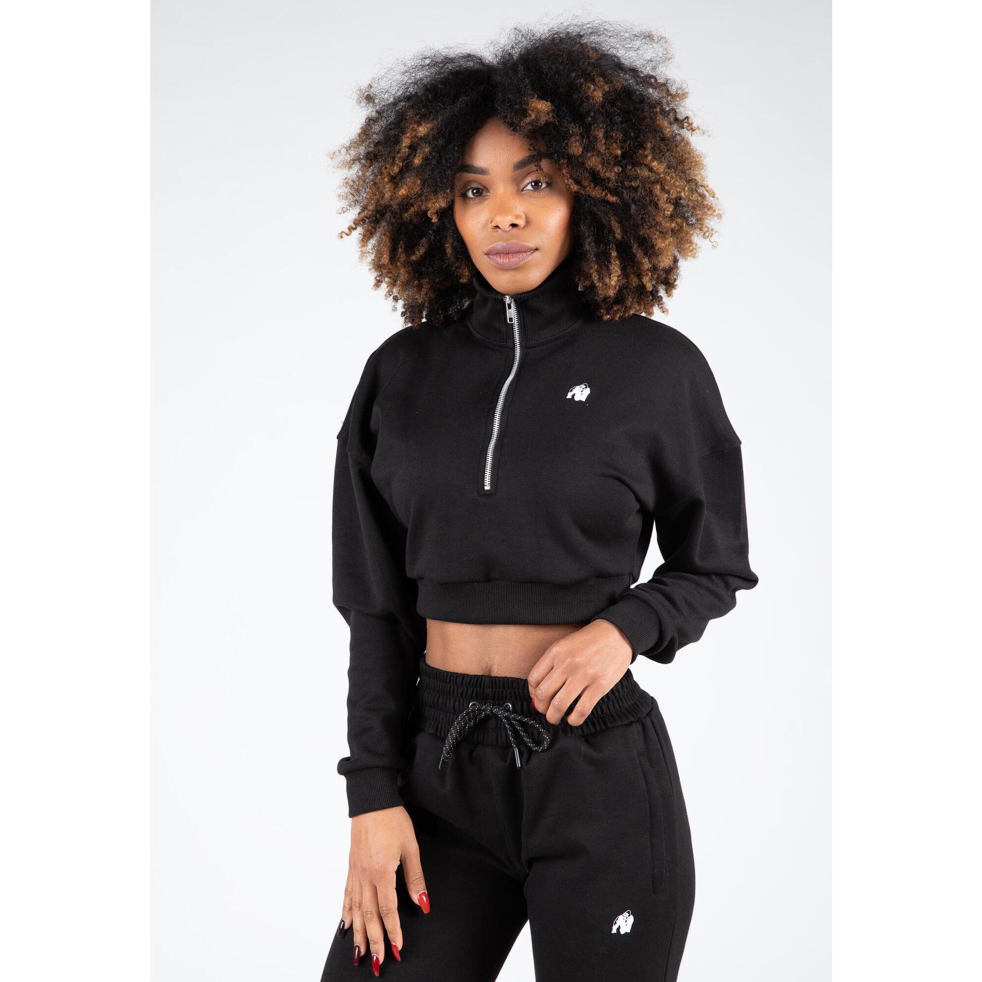 Crop top damski Gorilla Wear Ocala Cropped Half-Zip Sweatshirt czarny