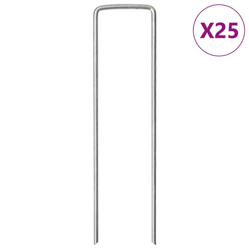VidaXL Kołki gruntowe 25 szt U-kształt 15x3,5 cm ocynkowana stal