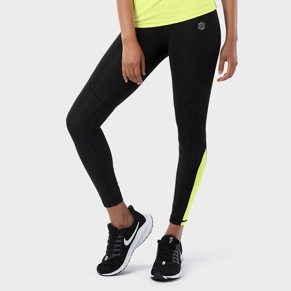 Kobieta Fitness Legginsy sportowe ze średnim stanem Golden Series SIROKO Czarny