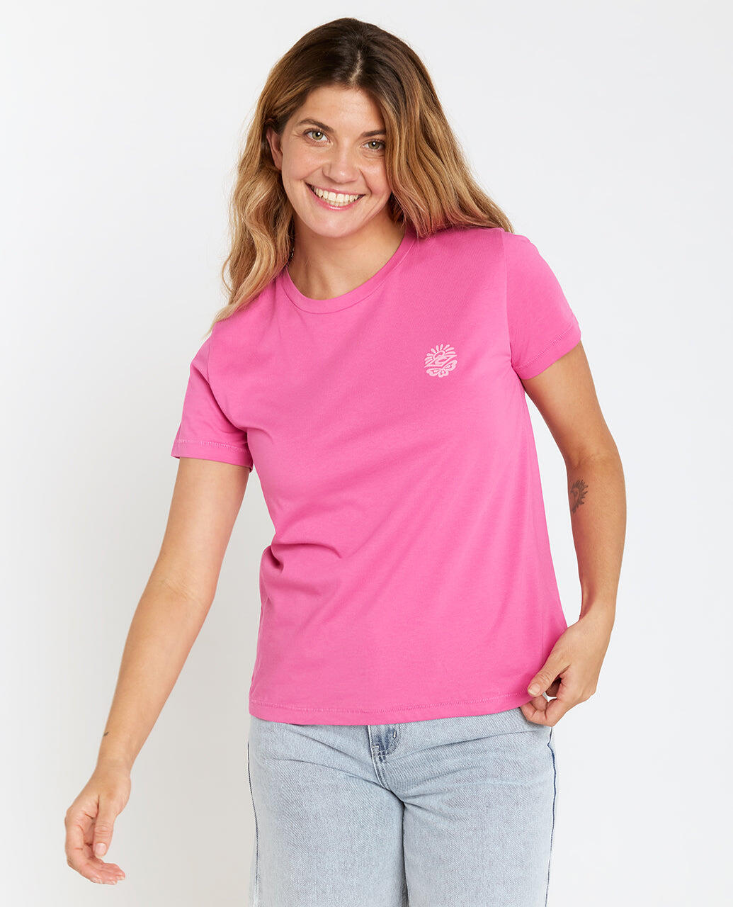 Rip Curl Re-Entry Crew Tee - Hot Pink