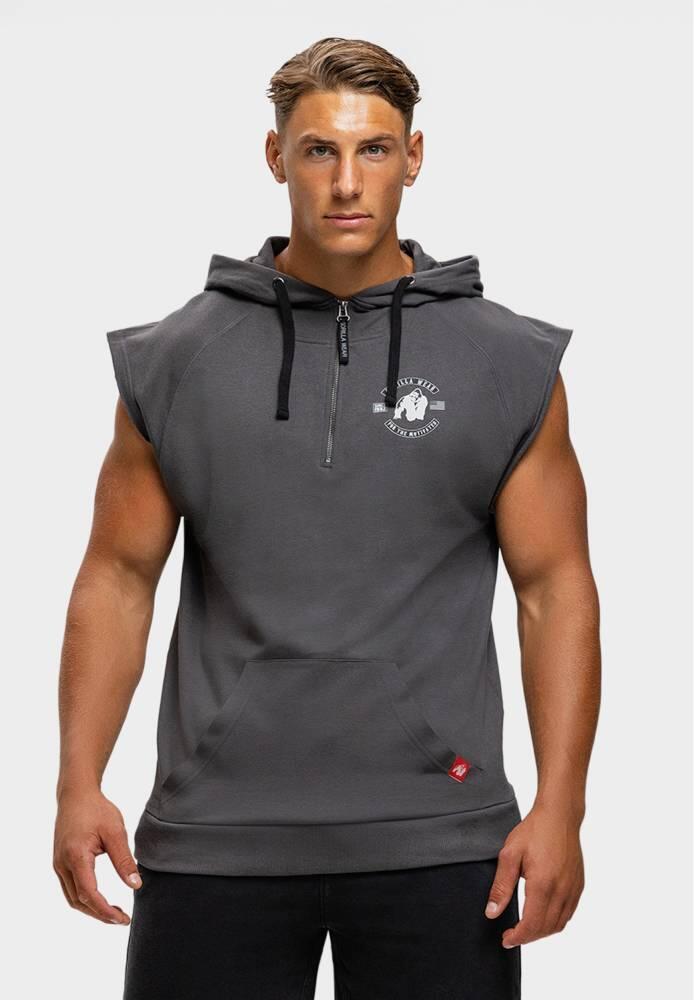 Huntley Bluza z kapturem bez rękawów - Dark Szary