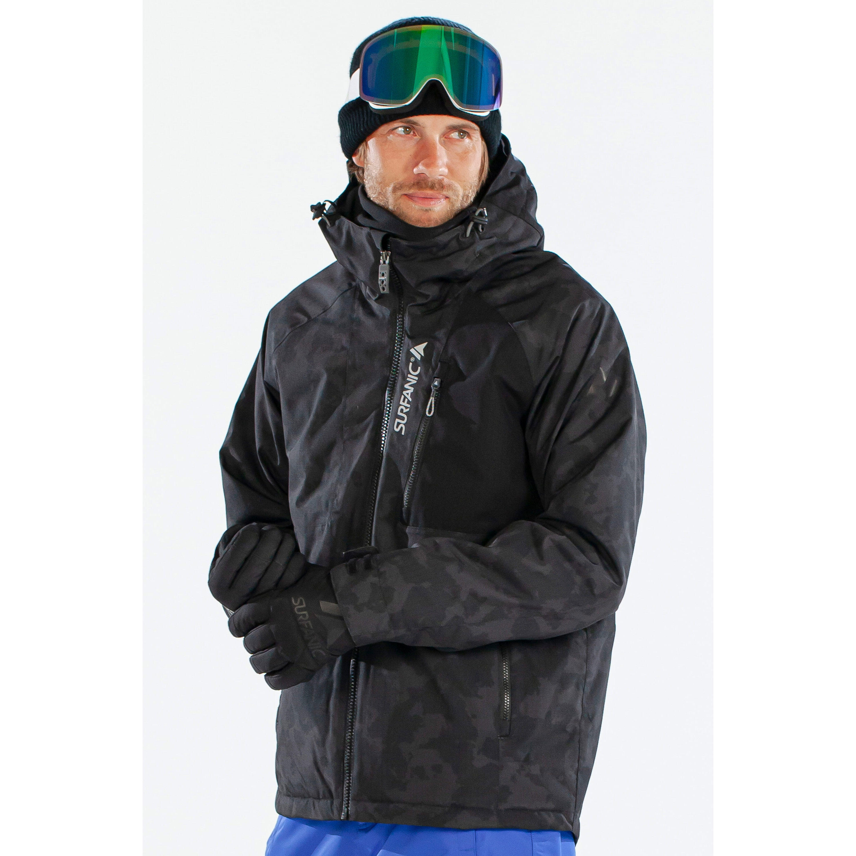Kurtka Snowboardowa Męska SURFANIC STX 10.000 Orion – BlackMap – Wodoodporna