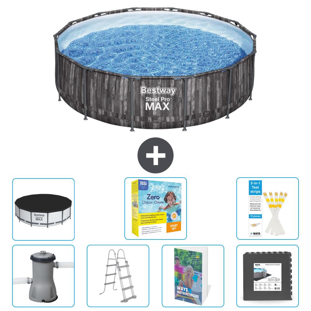 BESTWAY Basen Steel Pro MAX Okrągły - 427x107 cm - 8-częściowy S607