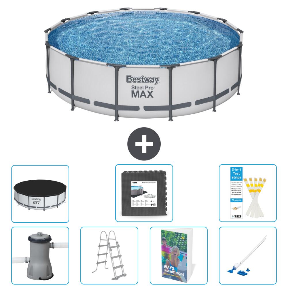 BESTWAY Basen Steel Pro MAX Okrągły - 427x122 cm - 8-częściowy S610