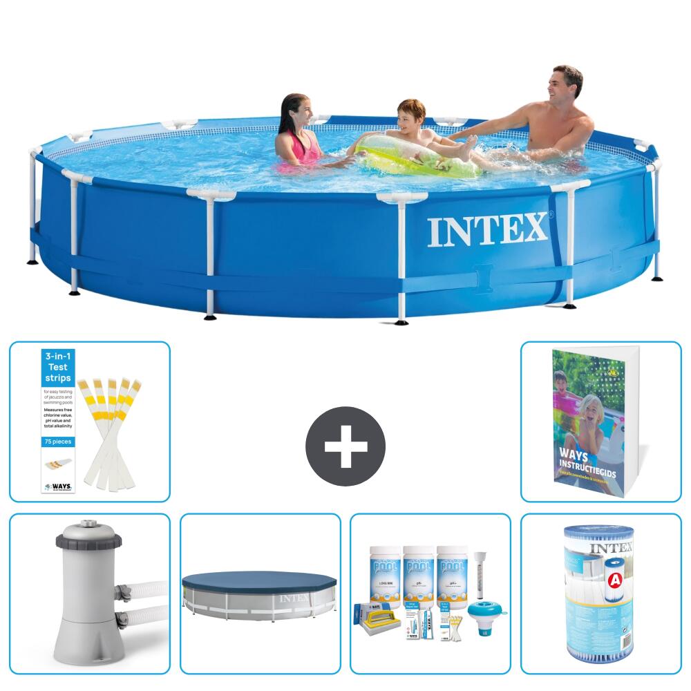 INTEX Basen ze stelażem Okrągły - 366x76 cm - 7-częściowy S208