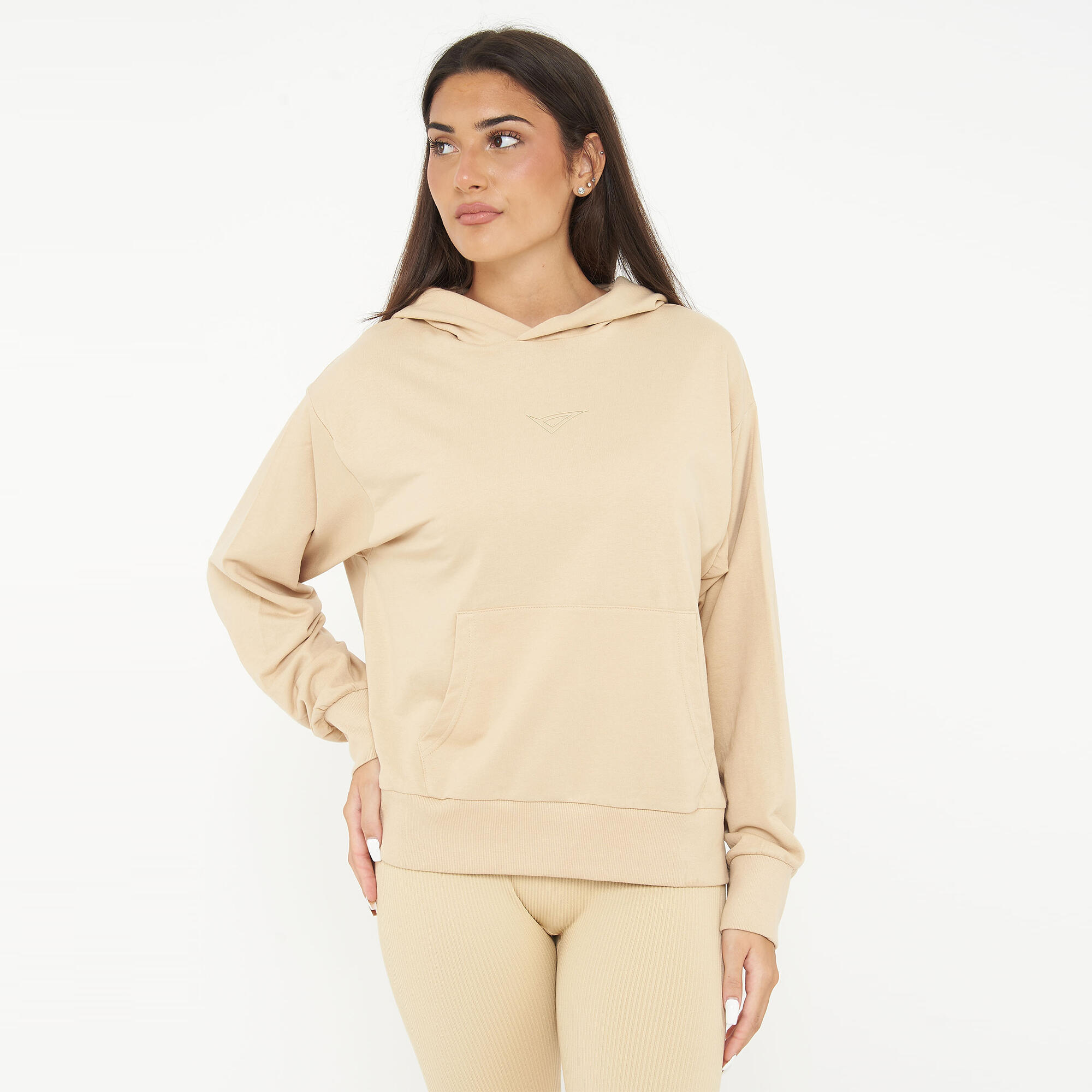 Unisex bluza z kapturem F BOXY beżowa
