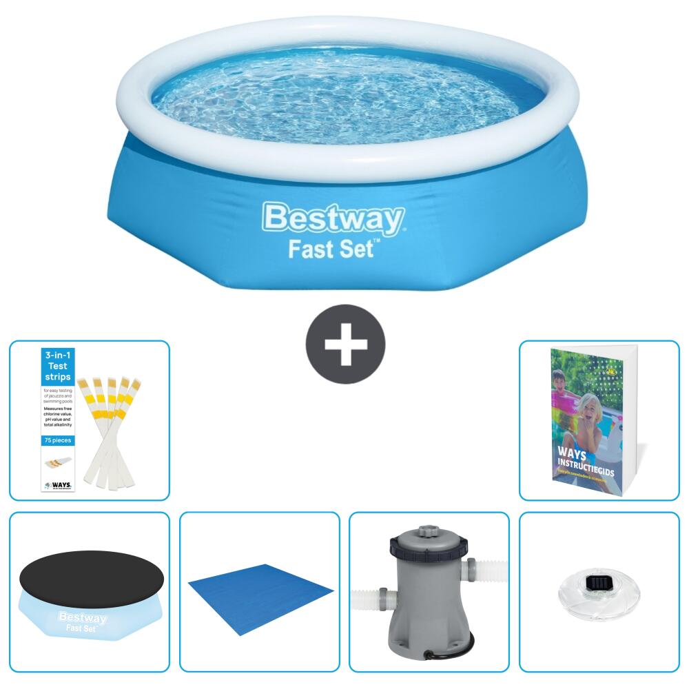 BESTWAY Basen Fast Set Okrągły - 244x61 cm - 7-częściowy S74