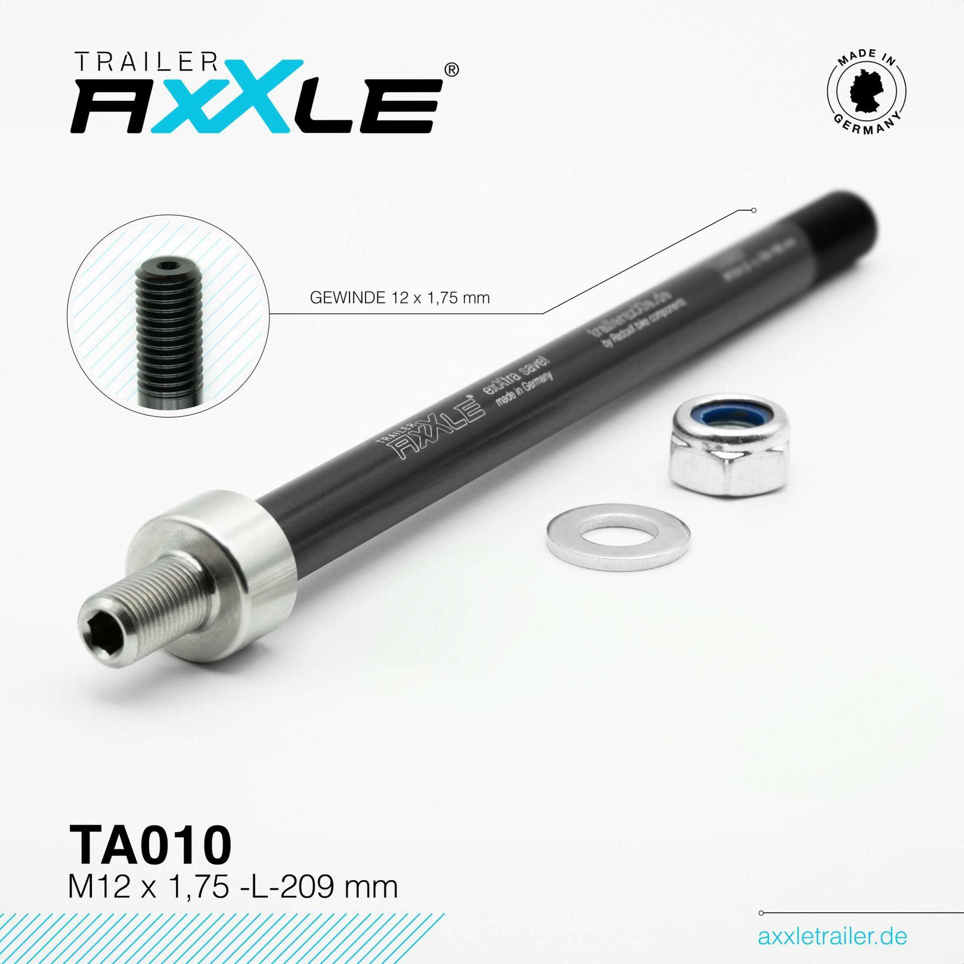 Oś RadoxX do przyczepki M12x1,75 209 mm
