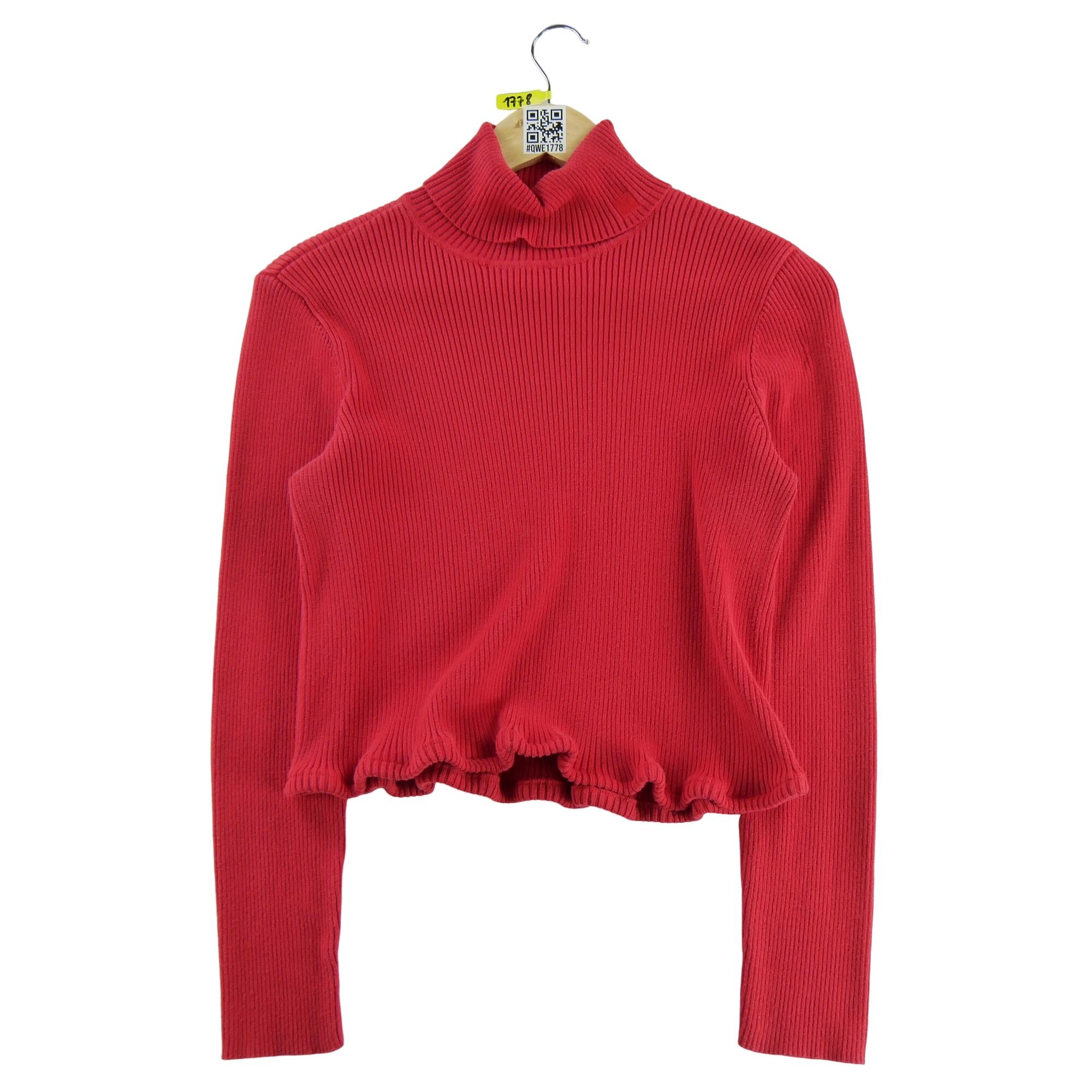 Damski sweter z golfem czerwony