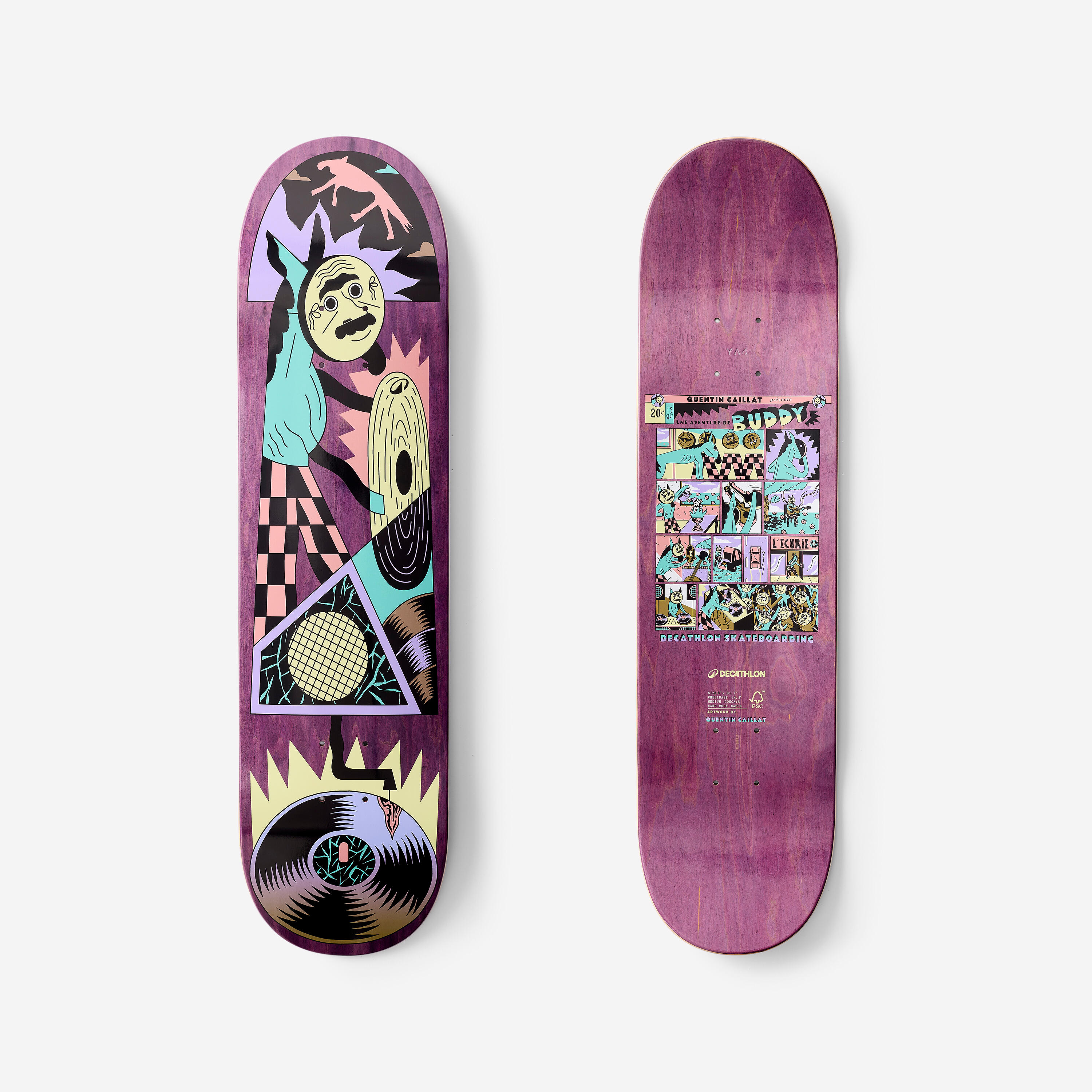 Deck deskorolki klonowy DK500 Popsicle 8 Grafika Quentin Caillat