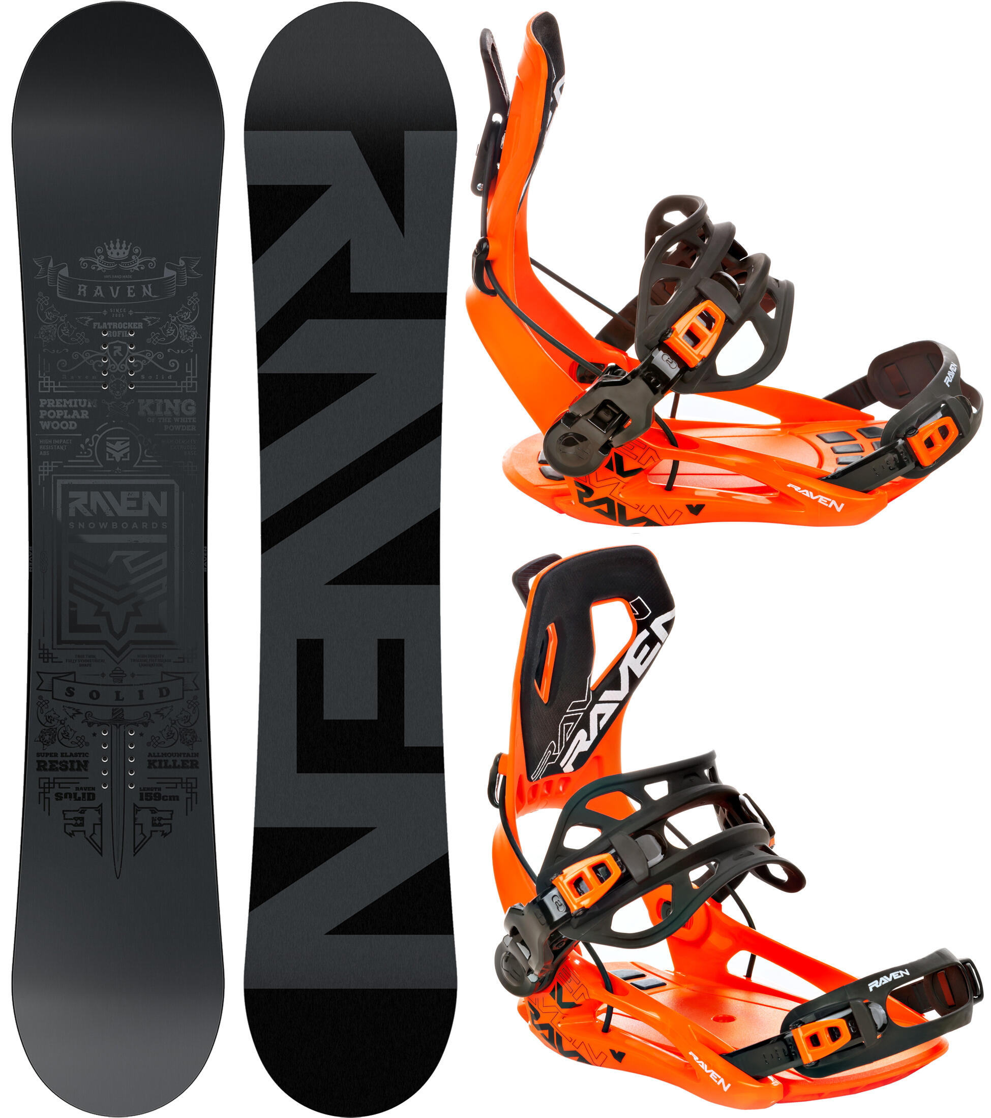 Zestaw Deska snowboardowa Raven Solid Steel + wiązania Raven FT360