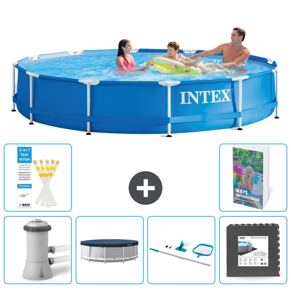 INTEX Basen ze stelażem Okrągły - 366x76 cm - 7-częściowy S337