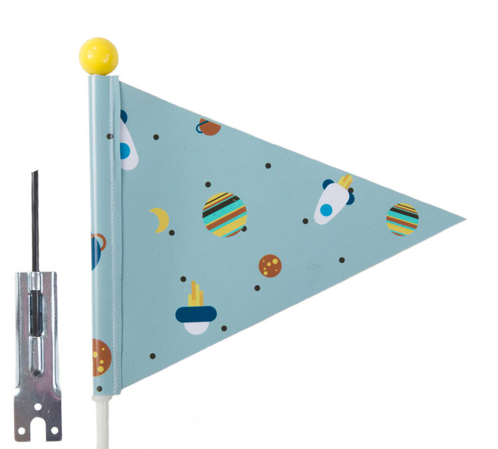 Flaga rowerowa PexKids Rocket niebieska z nadrukiem rakiety