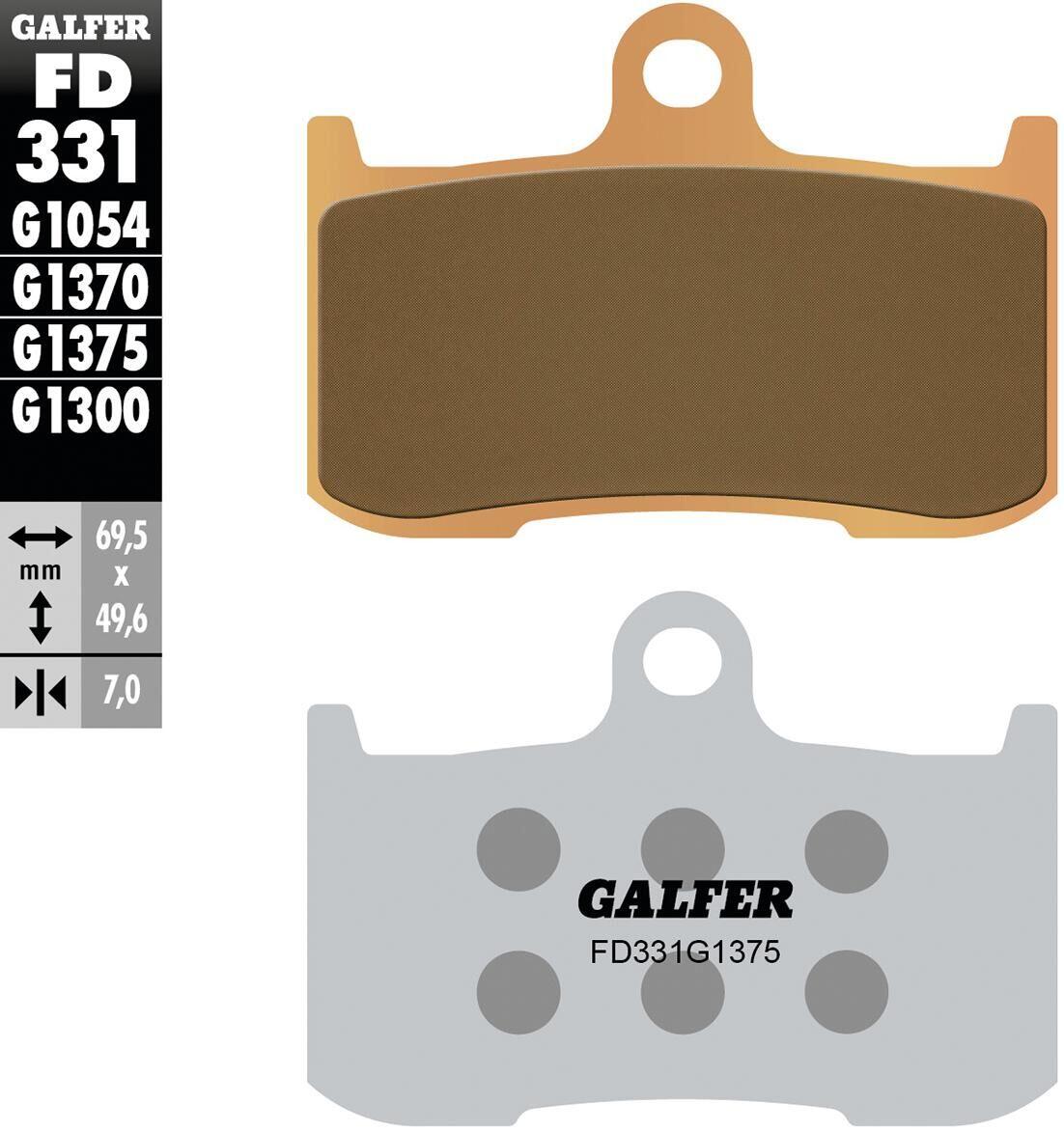 GALFER FD331 klocki hamulcowe sinter metal 69,5×49,6×7,0 mm