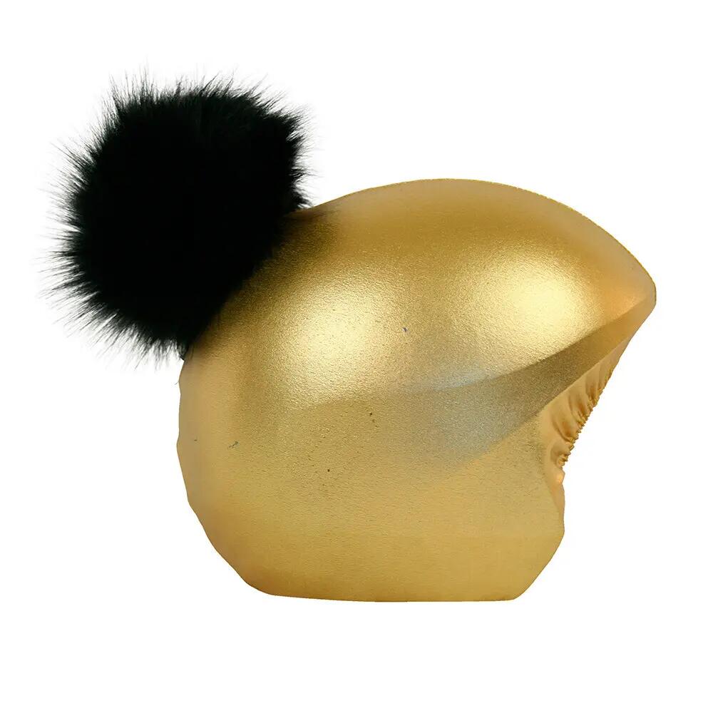Pokrowiec na kask rowerowy Coolcasc Exclusive Gold Black Pon-Pon