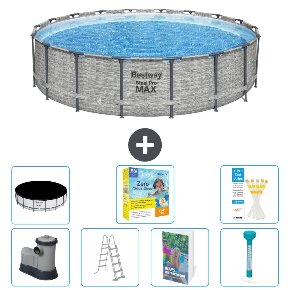 BESTWAY Basen Steel Pro MAX Okrągły - 549x122 cm - 8-częściowy S532