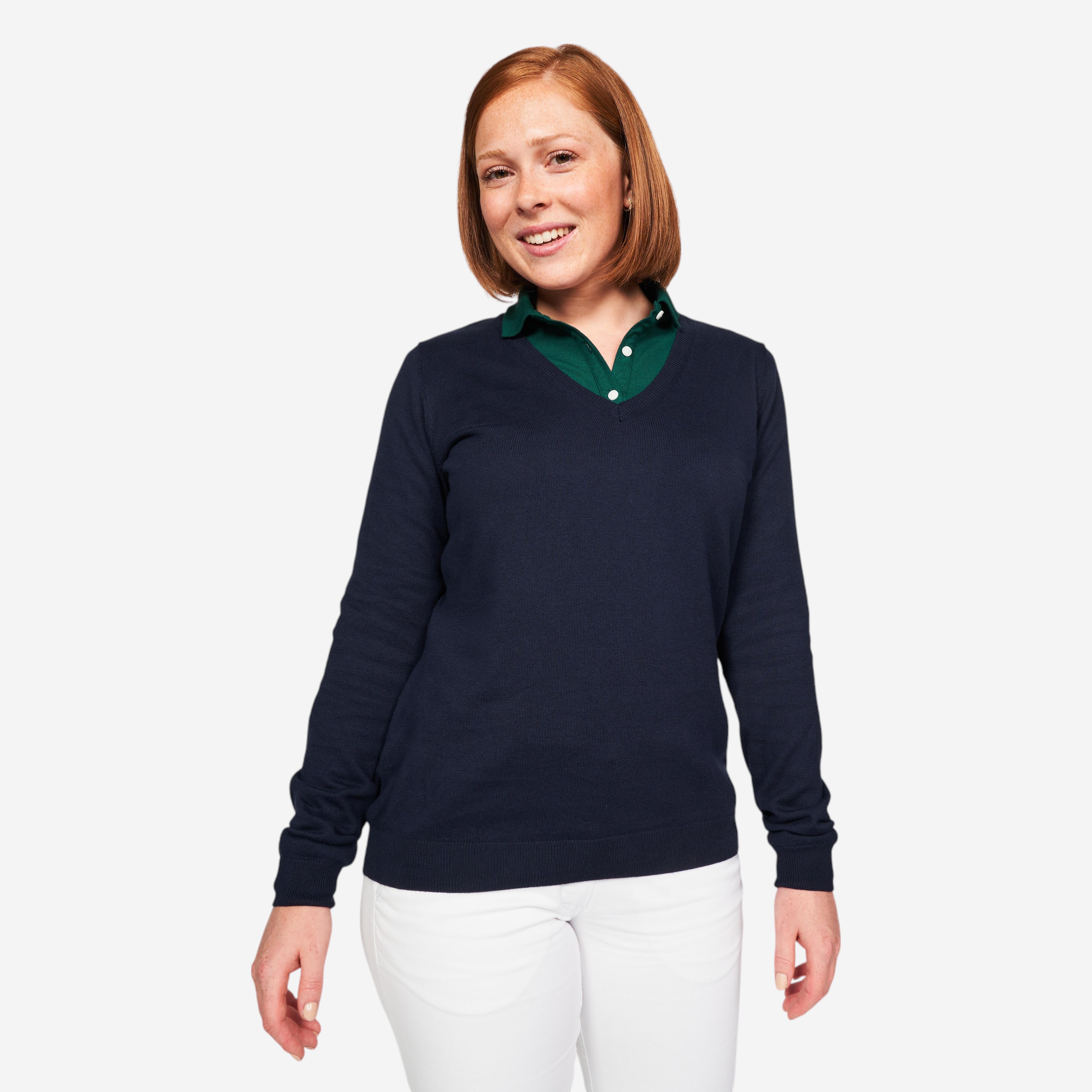 Sweter do golfa damski MW 100 dekolt w serek