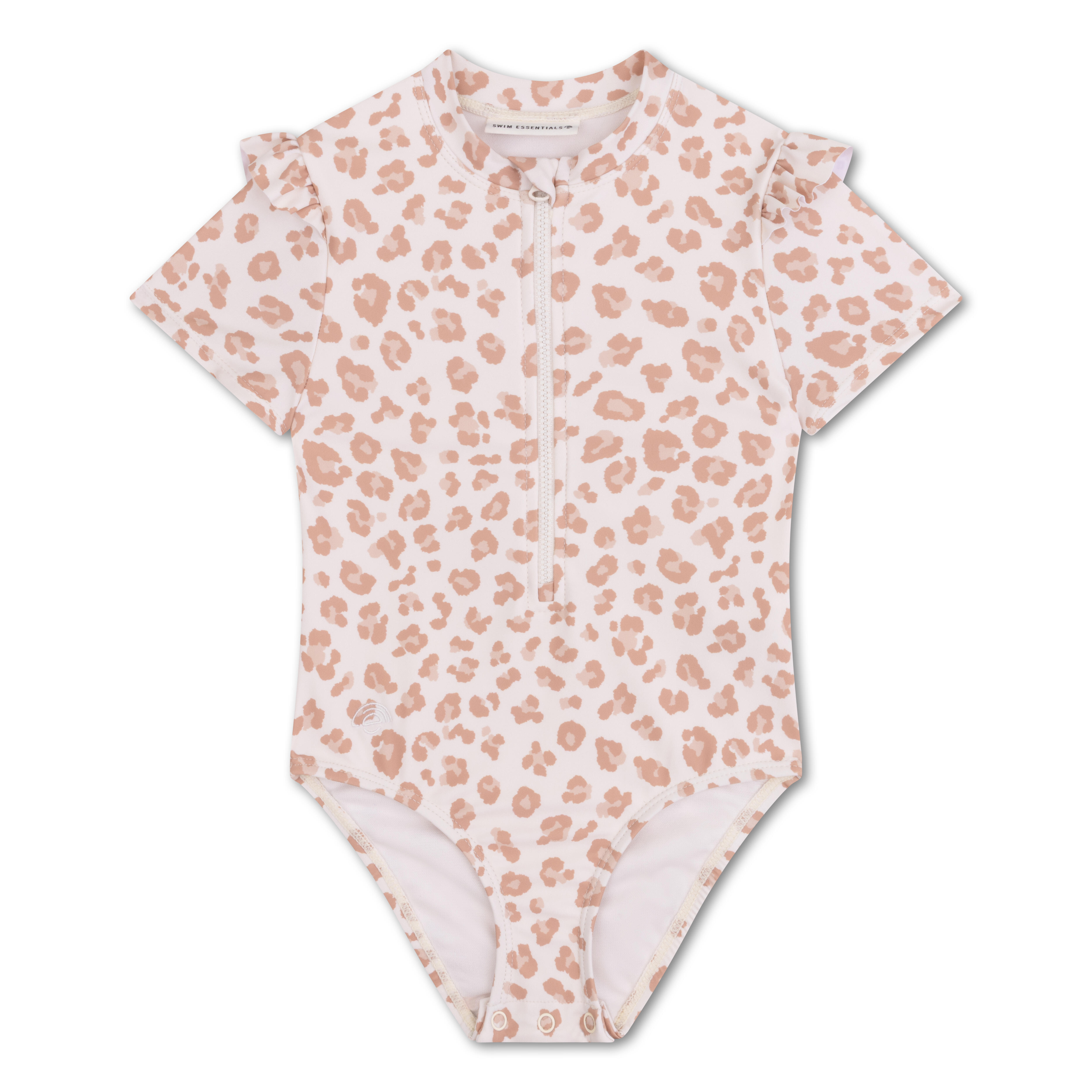 Swim Essentials Swimsuit Girls With Short Sleeves - Beige - Leopard