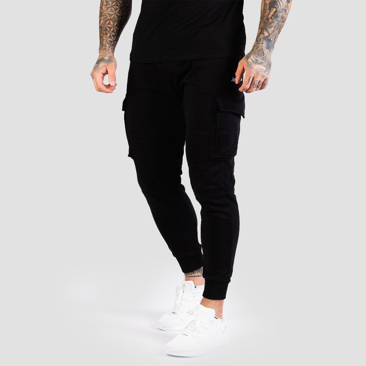 Joggery męskie fitness slim czarne TRN