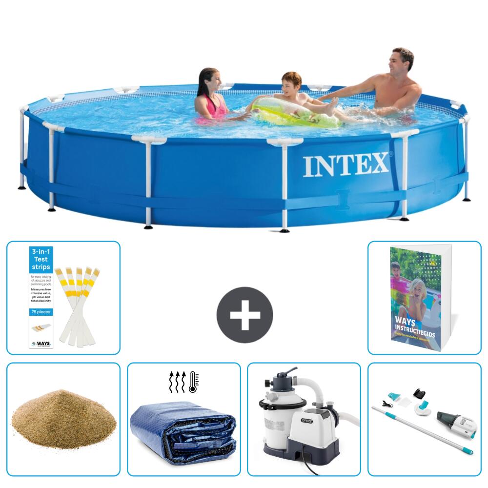 INTEX Basen ze stelażem Okrągły - 366x76 cm - 7-częściowy S89
