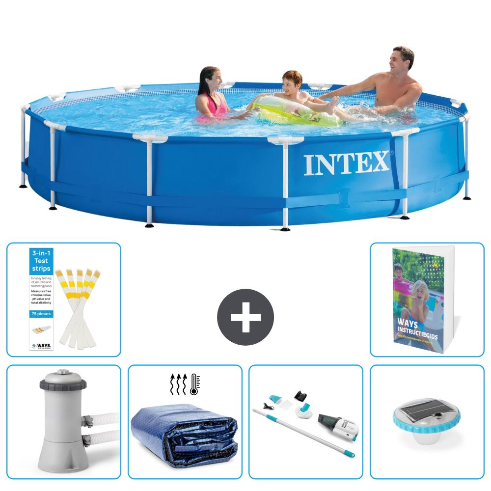 INTEX Basen ze stelażem Okrągły - 366x76 cm - 7-częściowy S204