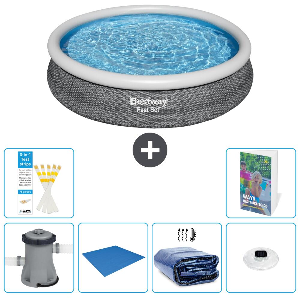BESTWAY Basen Fast Set Okrągły - 366x76 cm - 7-częściowy S272