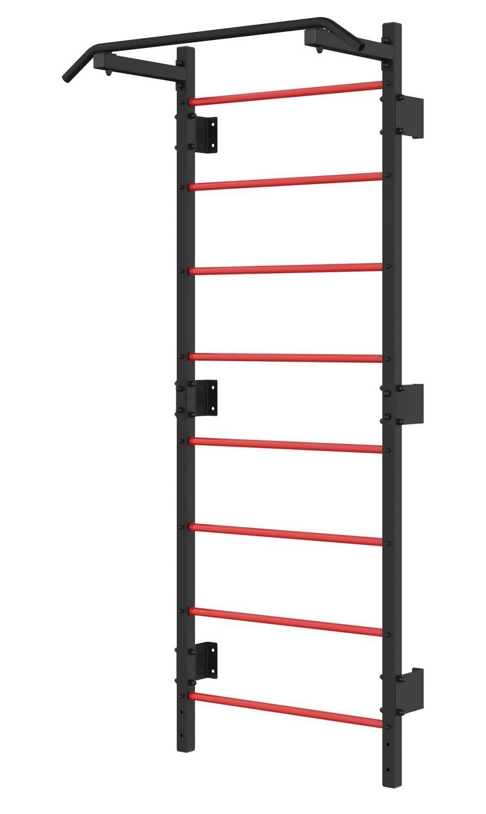 Drabinka gimnastyczna metalowa UNDERFIT 228 x 115 cm z drążkiem czerwona