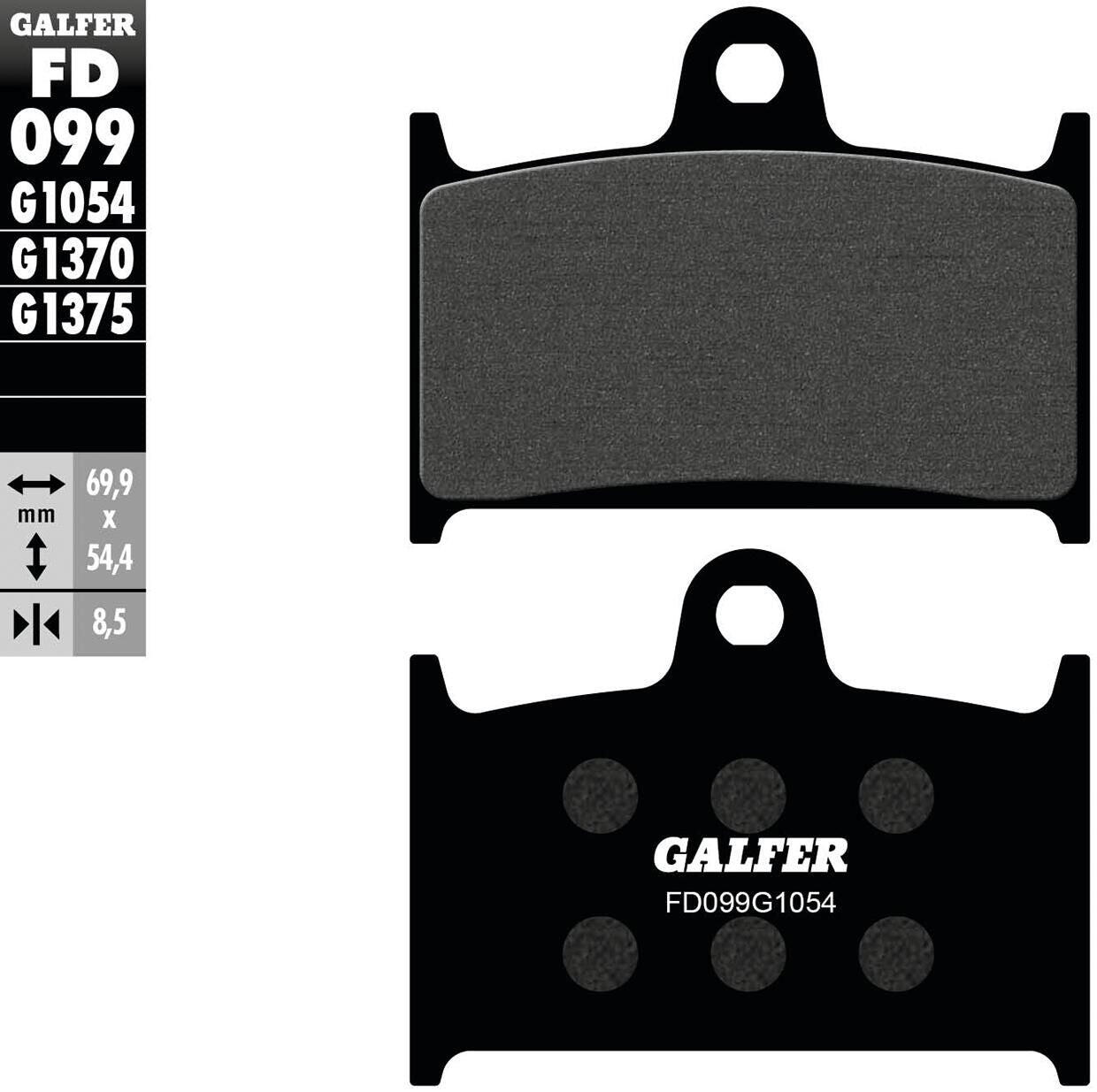 Klocki hamulcowe GALFER FD099 (G1054) 69,9 x 54,4 mm ECE R90