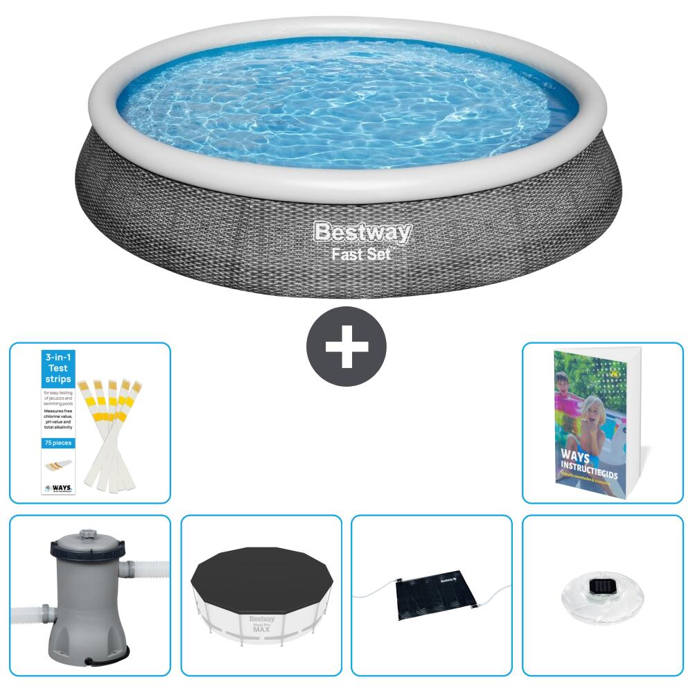 BESTWAY Basen Fast Set Okrągły - 396x84 cm - 7-częściowy S328
