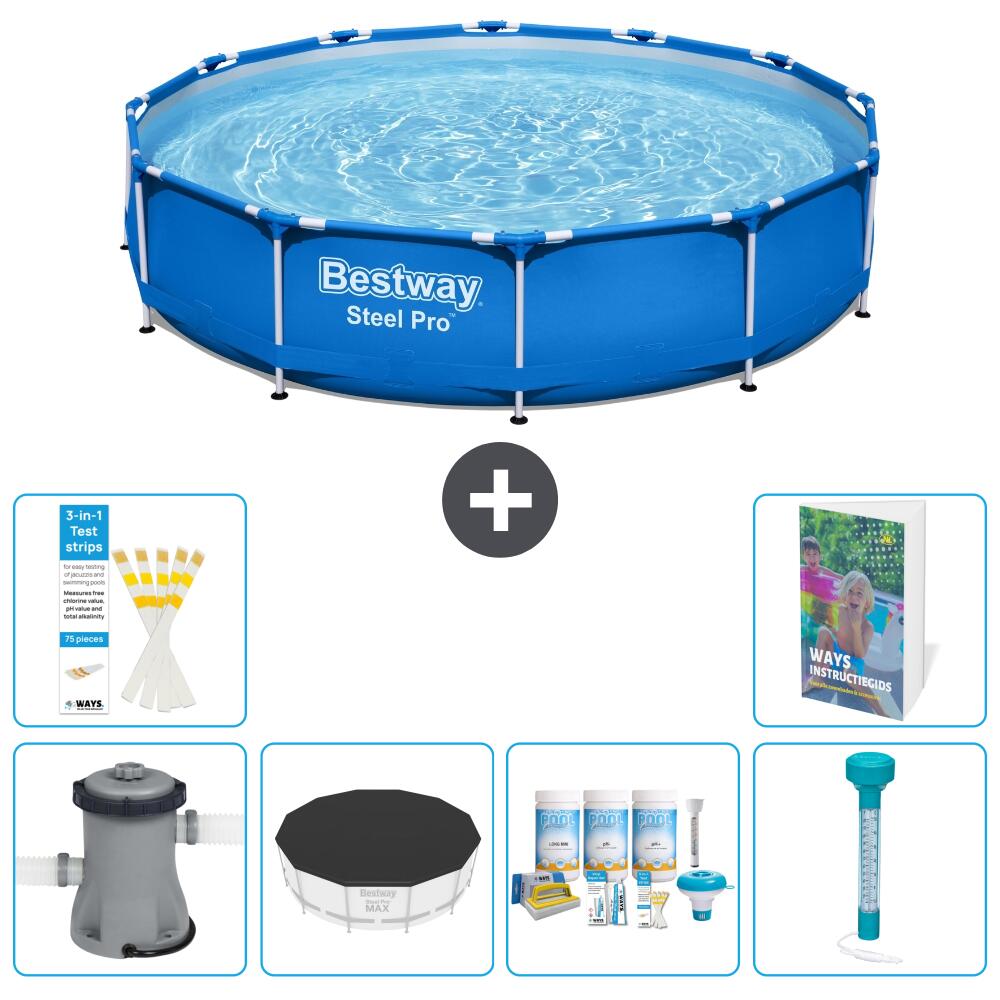 BESTWAY Basen Steel Pro Okrągły - 366x76 cm - 7-częściowy S226