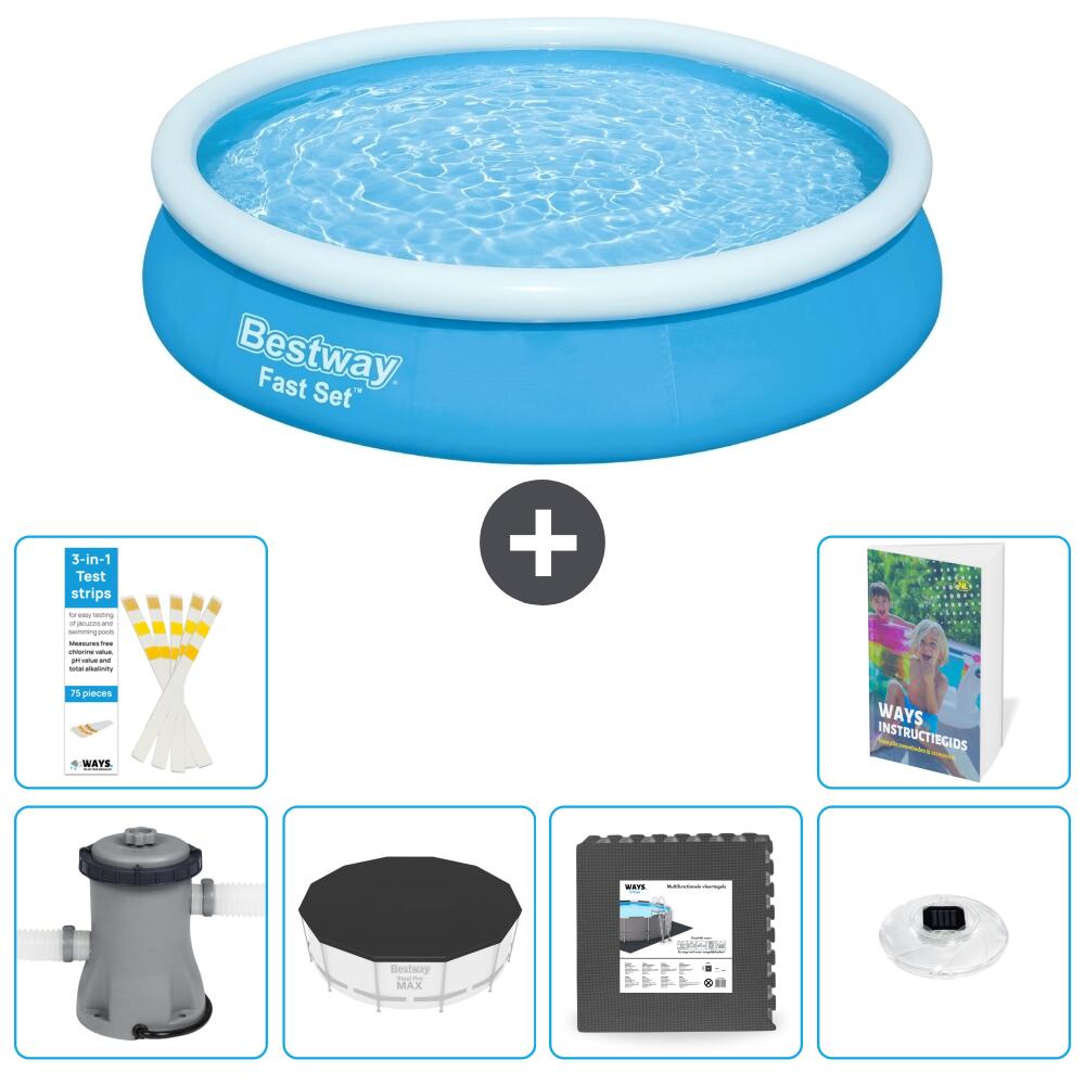 BESTWAY Basen Fast Set Okrągły - 366x76 cm - 7-częściowy S312