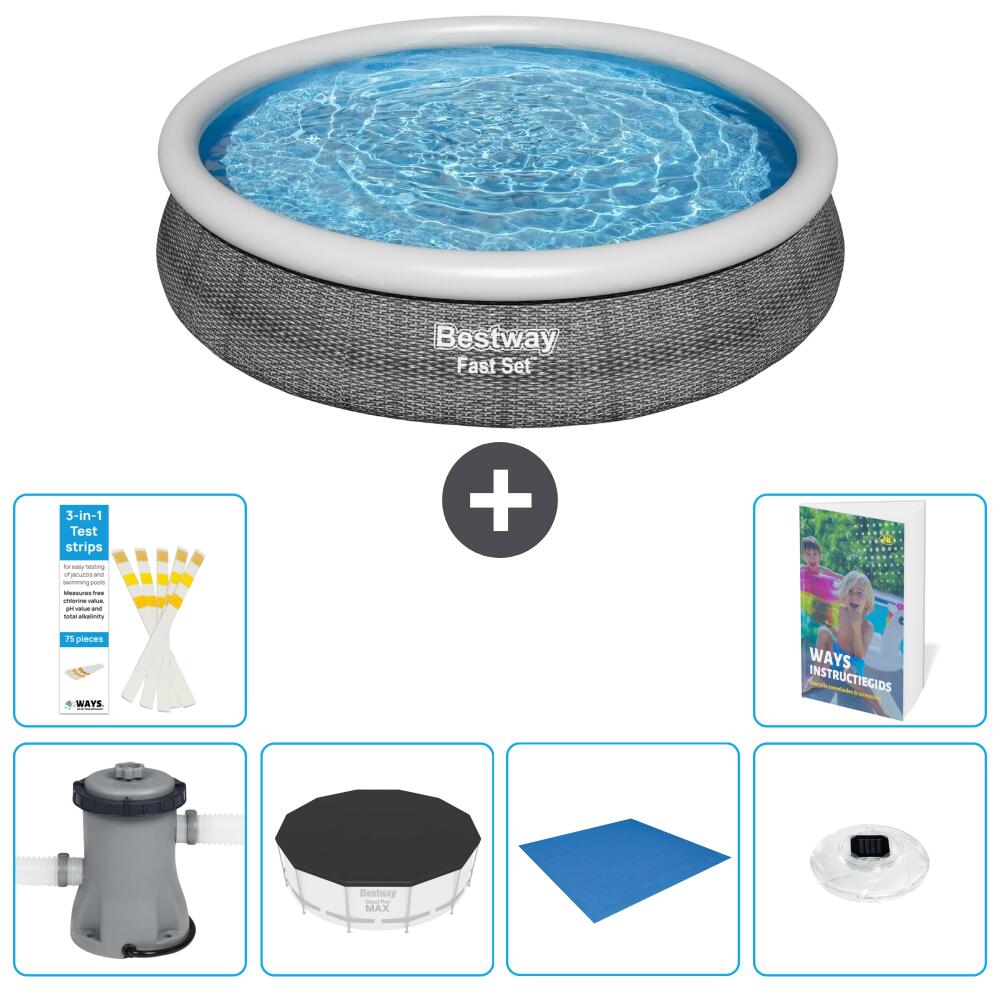 BESTWAY Basen Fast Set Okrągły - 366x76 cm - 7-częściowy S248